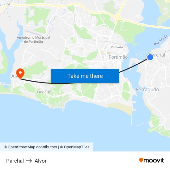 Parchal to Alvor map