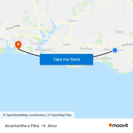 Alcantarilha e Pêra to Alvor map