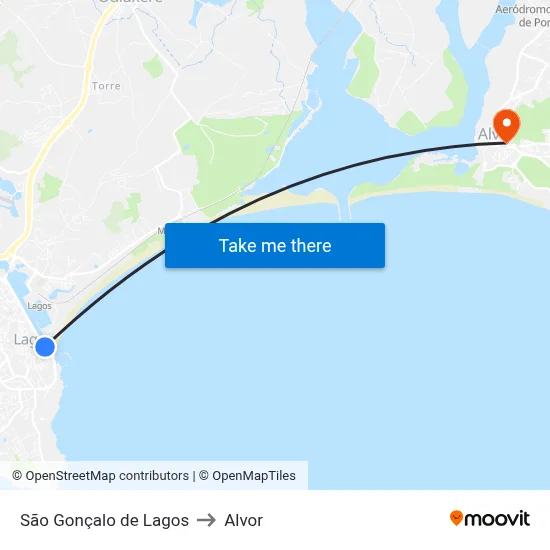São Gonçalo de Lagos to Alvor map
