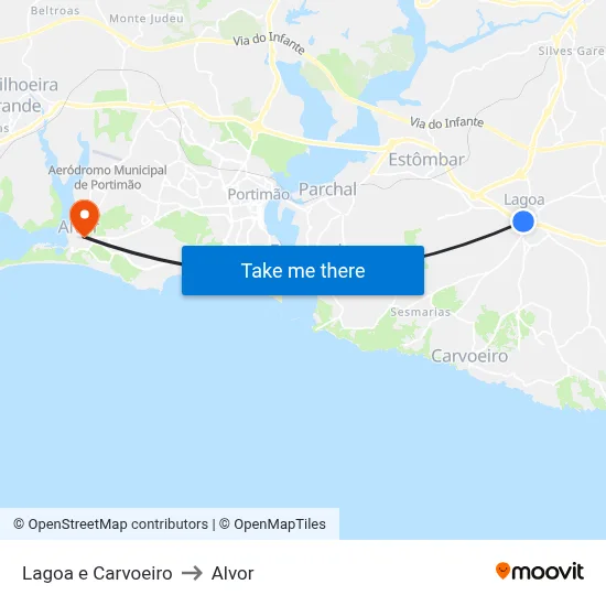Lagoa e Carvoeiro to Alvor map