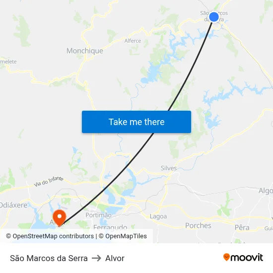 São Marcos da Serra to Alvor map