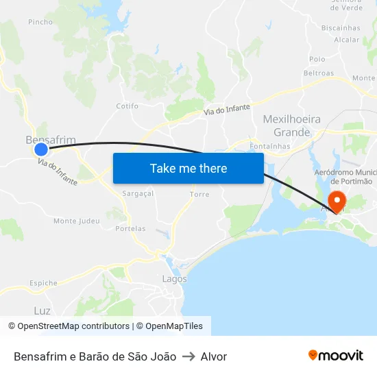 Bensafrim e Barão de São João to Alvor map