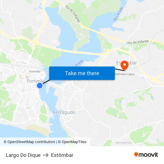 Largo Do Dique to Estômbar map