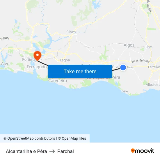 Alcantarilha e Pêra to Parchal map