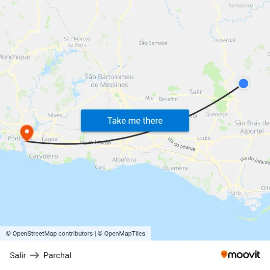 Salir to Parchal map