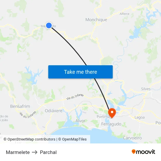 Marmelete to Parchal map