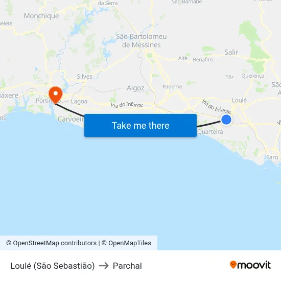 Loulé (São Sebastião) to Parchal map