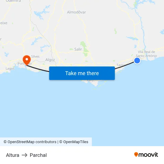 Altura to Parchal map