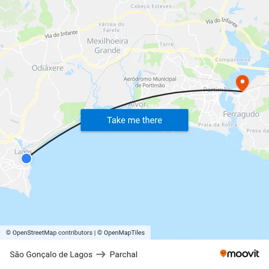 São Gonçalo de Lagos to Parchal map