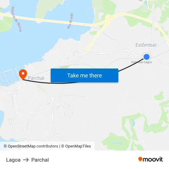 Lagoa to Parchal map