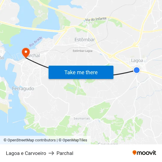 Lagoa e Carvoeiro to Parchal map