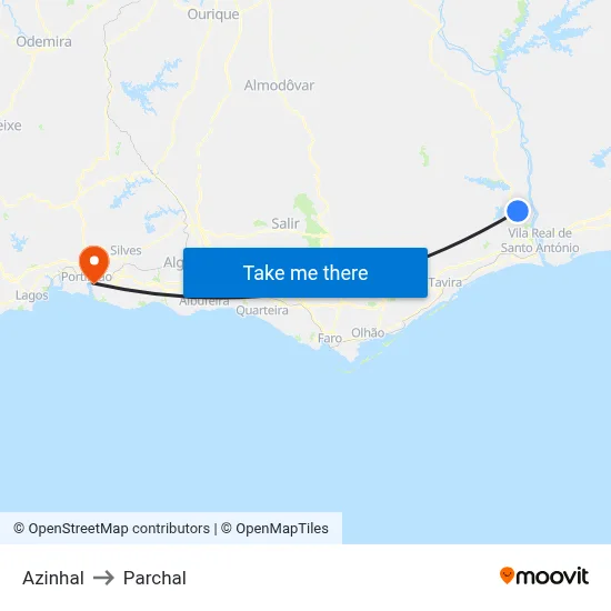 Azinhal to Parchal map