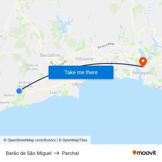 Barão de São Miguel to Parchal map
