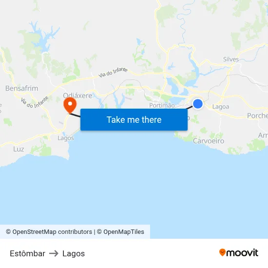 Estômbar to Lagos map