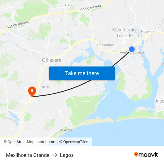 Mexilhoeira Grande to Lagos map