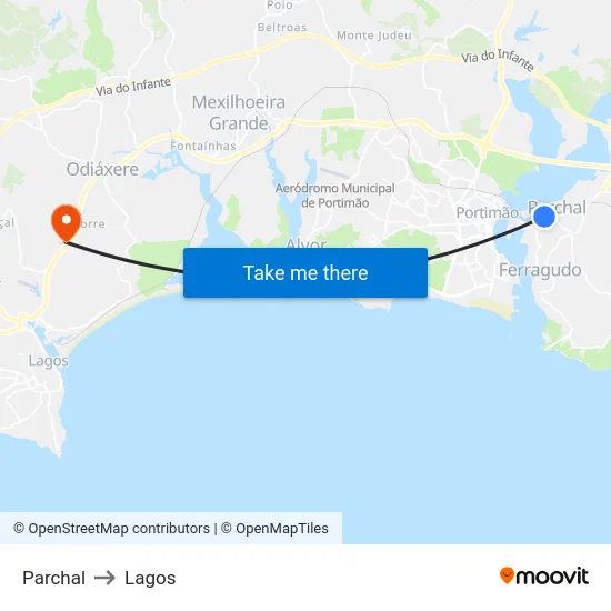 Parchal to Lagos map