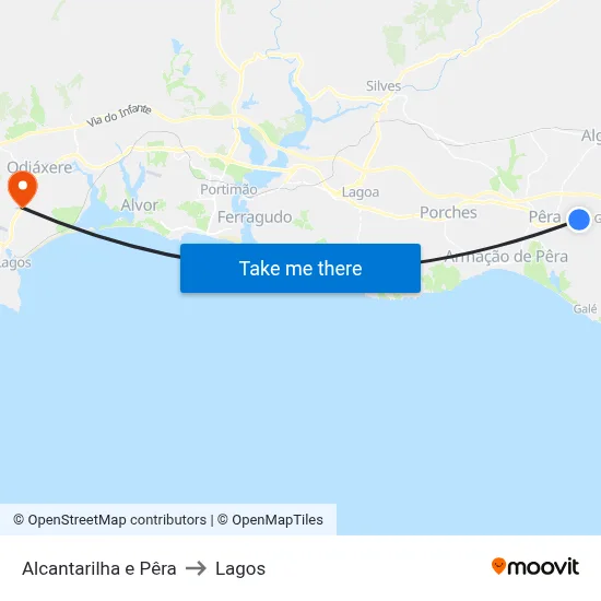 Alcantarilha e Pêra to Lagos map