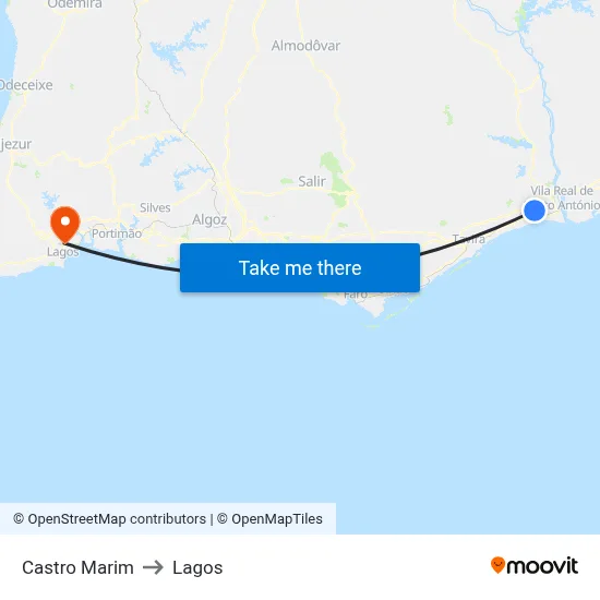 Castro Marim to Lagos map