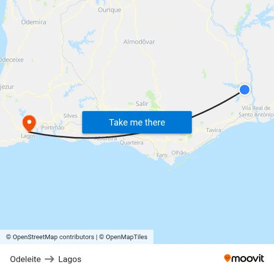Odeleite to Lagos map