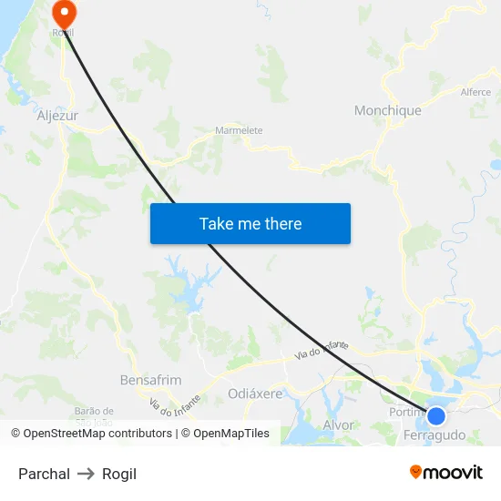 Parchal to Rogil map