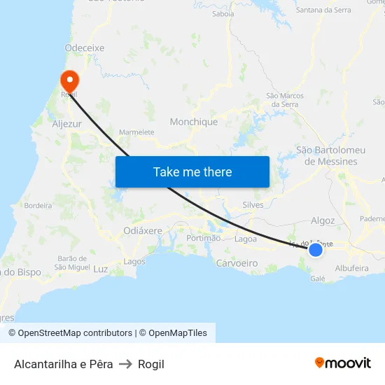 Alcantarilha e Pêra to Rogil map