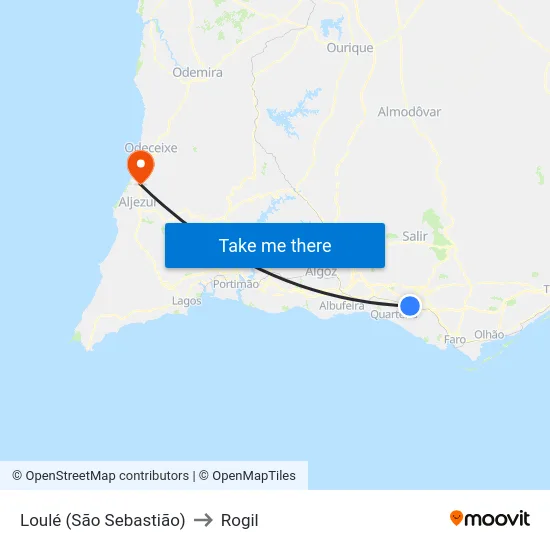 Loulé (São Sebastião) to Rogil map