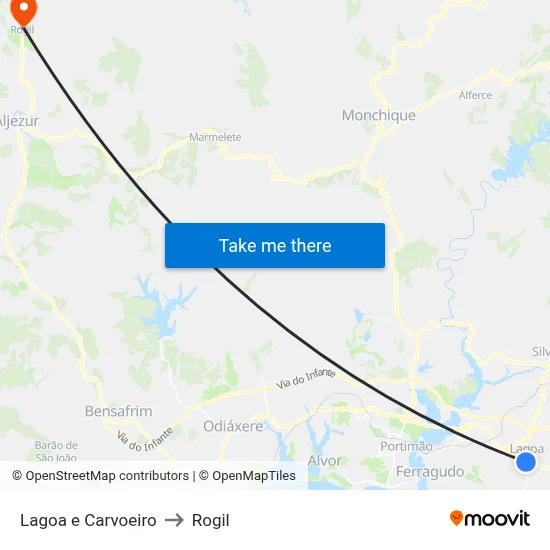 Lagoa e Carvoeiro to Rogil map
