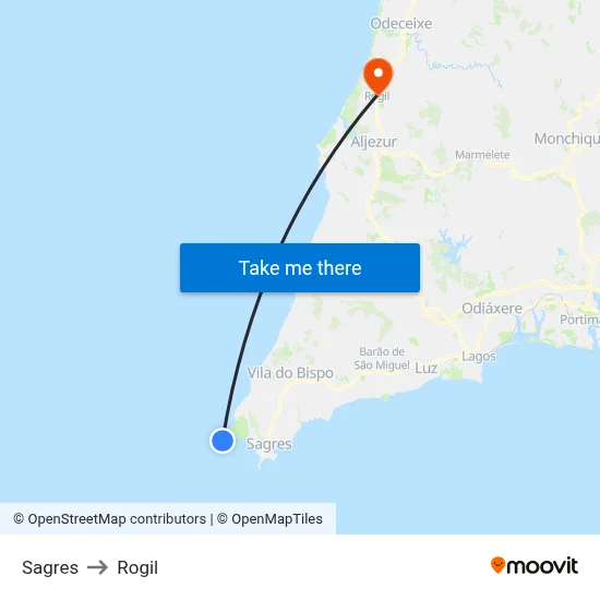 Sagres to Rogil map