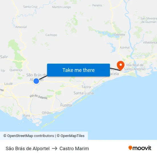 São Brás de Alportel to Castro Marim map