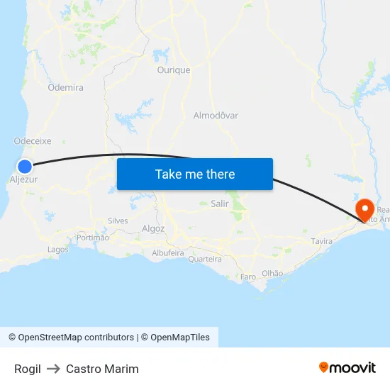 Rogil to Castro Marim map
