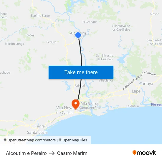 Alcoutim e Pereiro to Castro Marim map