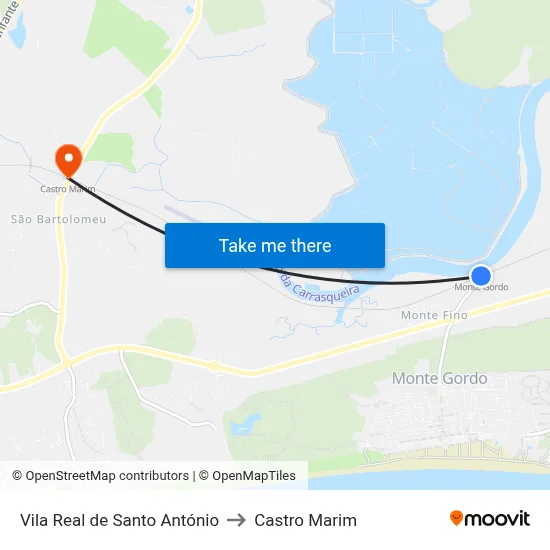 Vila Real de Santo António to Castro Marim map
