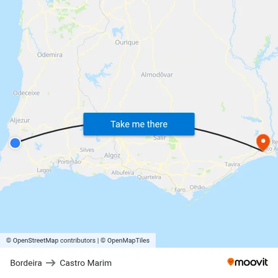 Bordeira to Castro Marim map