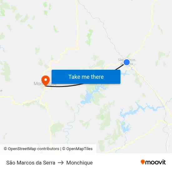 São Marcos da Serra to Monchique map