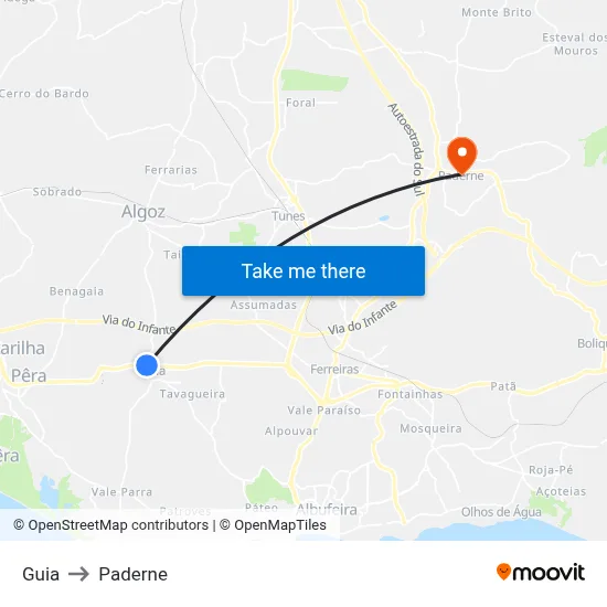 Guia to Paderne map