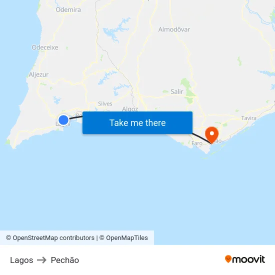 Lagos to Pechão map