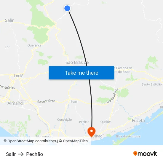 Salir to Pechão map