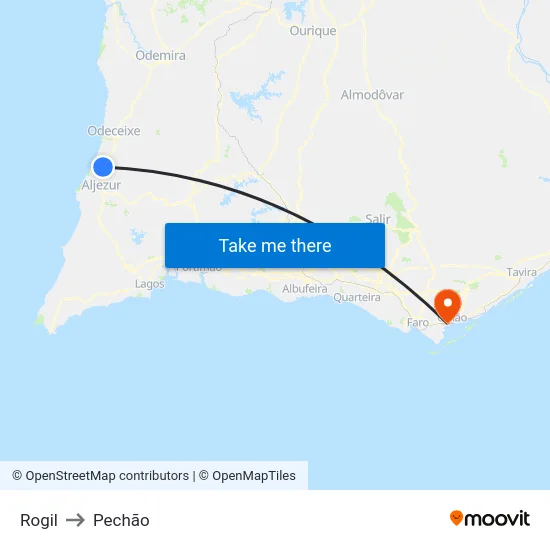 Rogil to Pechão map