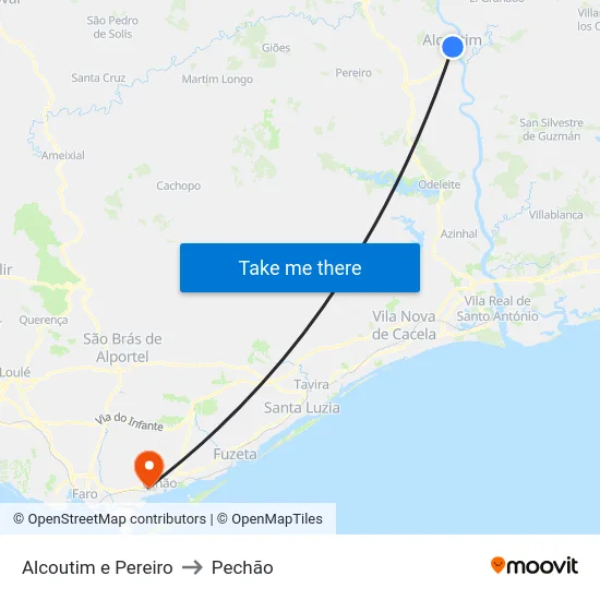 Alcoutim e Pereiro to Pechão map