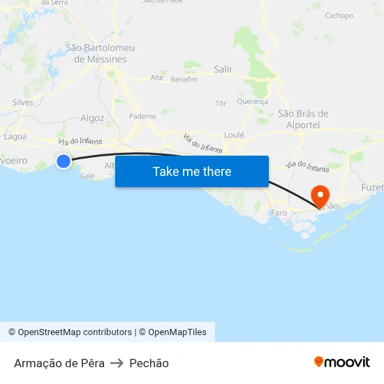 Armação de Pêra to Pechão map