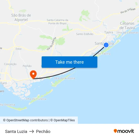 Santa Luzia to Pechão map