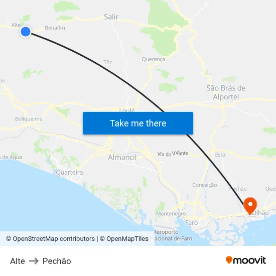 Alte to Pechão map