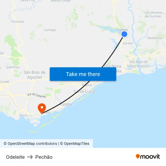 Odeleite to Pechão map