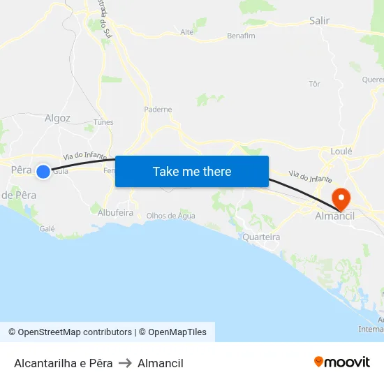 Alcantarilha e Pêra to Almancil map