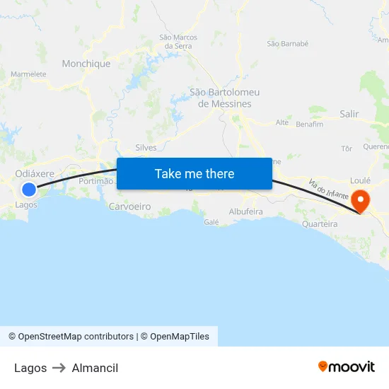 Lagos to Almancil map
