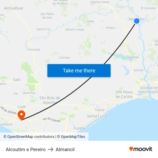 Alcoutim e Pereiro to Almancil map