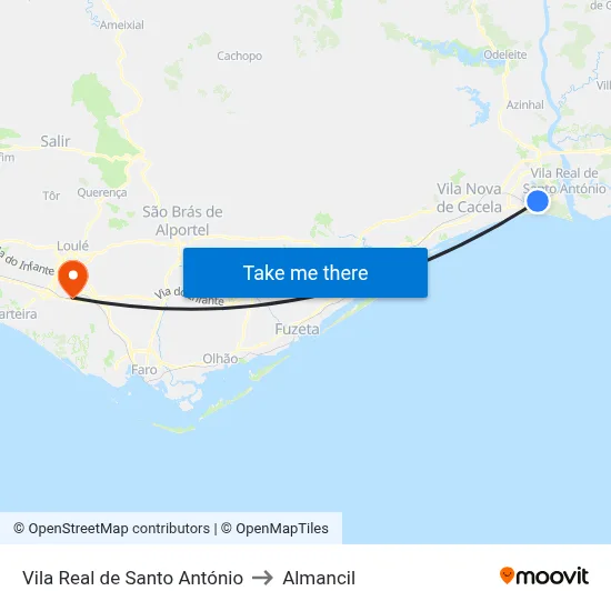 Vila Real de Santo António to Almancil map
