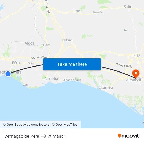 Armação de Pêra to Almancil map