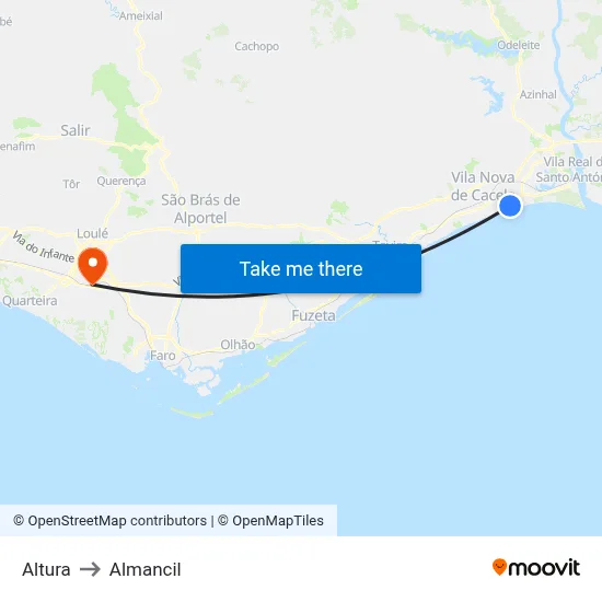 Altura to Almancil map