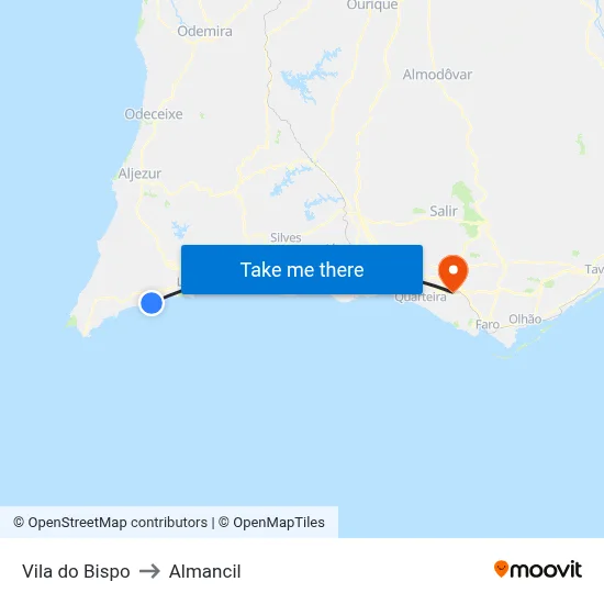 Vila do Bispo to Almancil map